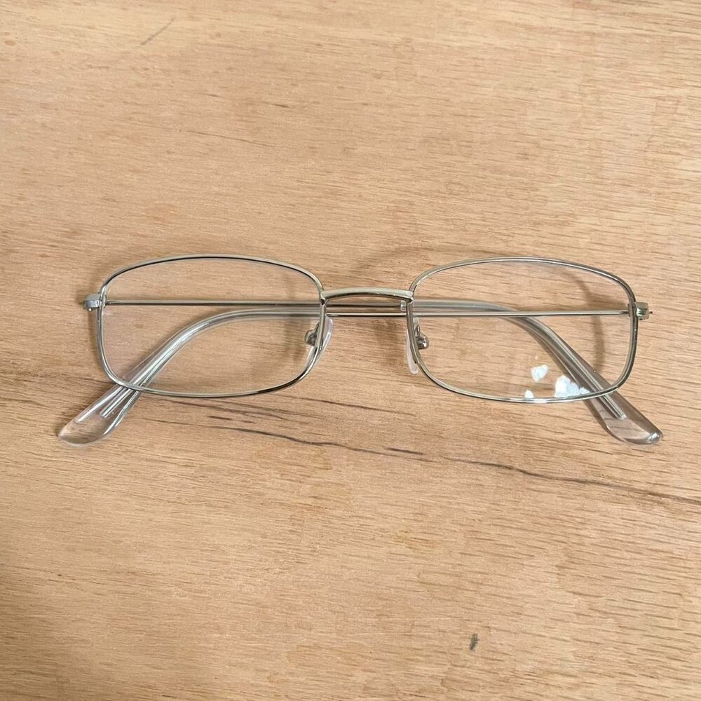 silver trim clear lens sunglasses